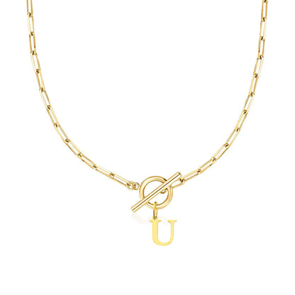 Paperclip Initiaal Ketting met Cirkel Slot