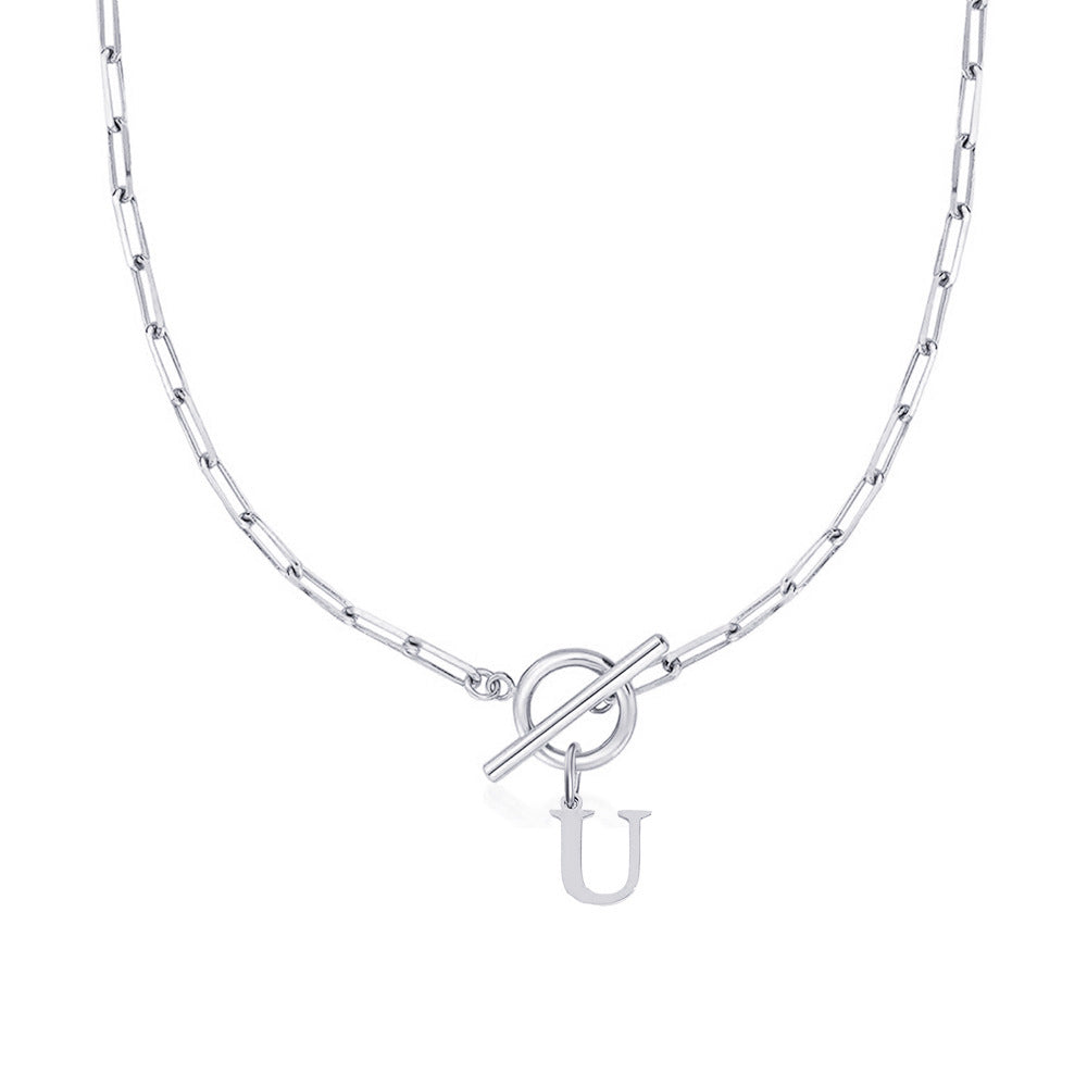 Paperclip Initiaal Ketting met Cirkel Slot