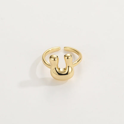 14k Schattige Bubble Letter Initiaal Ring