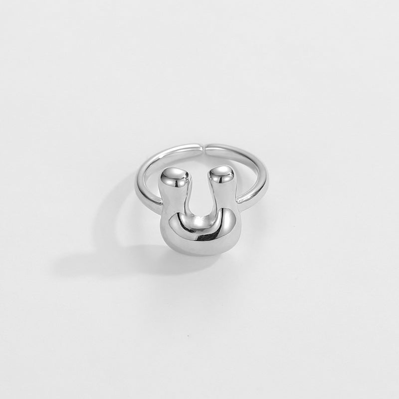 14k Schattige Bubble Letter Initiaal Ring