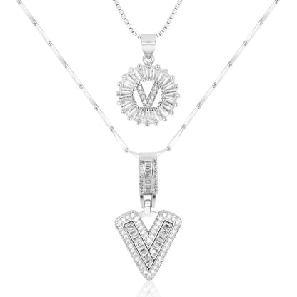 2-delige 14k Diamant Initiaal Kettingenset