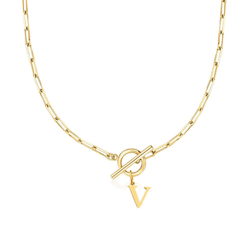 Paperclip Initiaal Ketting met Cirkel Slot
