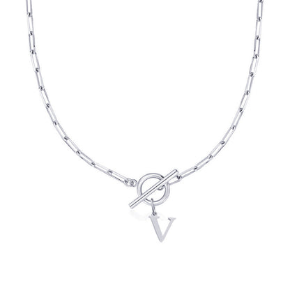 Paperclip Initiaal Ketting met Cirkel Slot