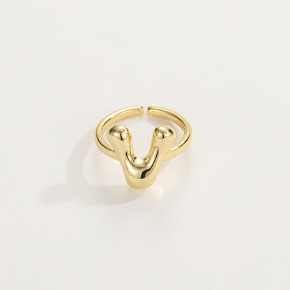 14k Schattige Bubble Letter Initiaal Ring