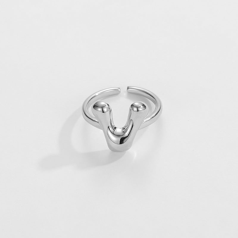14k Schattige Bubble Letter Initiaal Ring