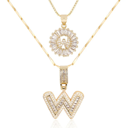 2-delige 14k Diamant Initiaal Kettingenset