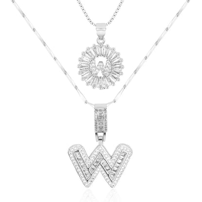2-delige 14k Diamant Initiaal Kettingenset