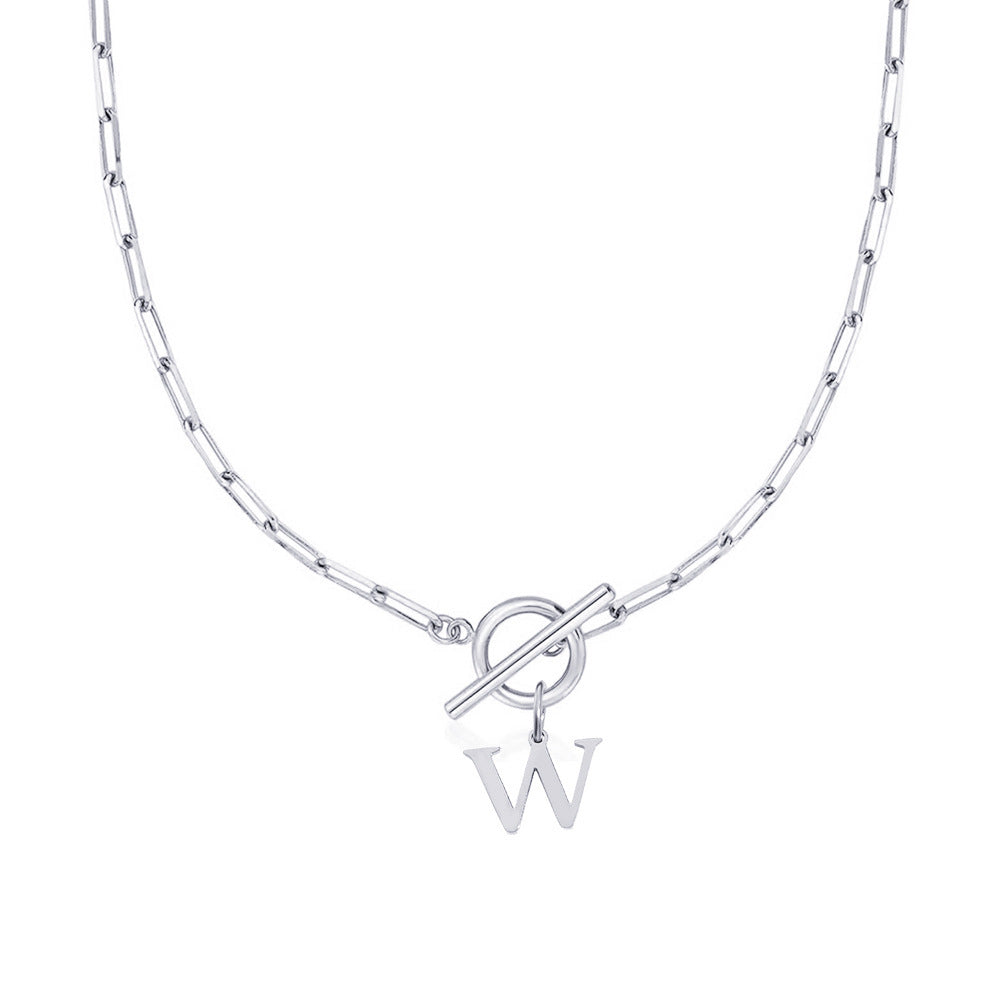 Paperclip Initiaal Ketting met Cirkel Slot