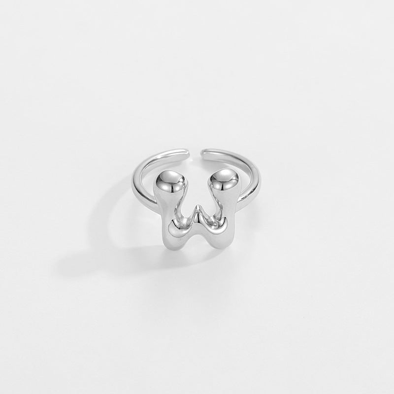 14k Schattige Bubble Letter Initiaal Ring