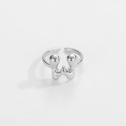 14k Schattige Bubble Letter Initiaal Ring
