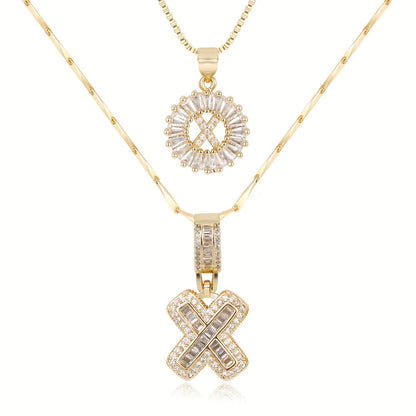2-delige 14k Diamant Initiaal Kettingenset