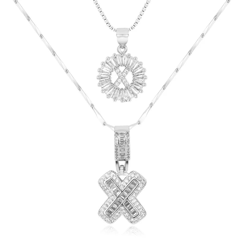 2-delige 14k Diamant Initiaal Kettingenset