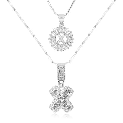 2-delige 14k Diamant Initiaal Kettingenset