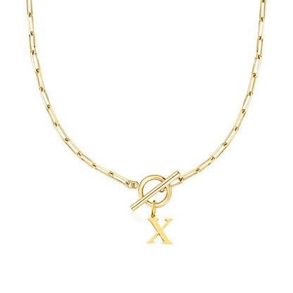 Paperclip Initiaal Ketting met Cirkel Slot