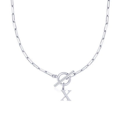 Paperclip Initiaal Ketting met Cirkel Slot