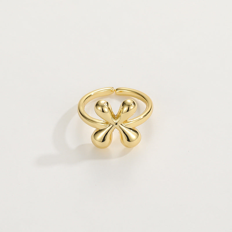 14k Schattige Bubble Letter Initiaal Ring