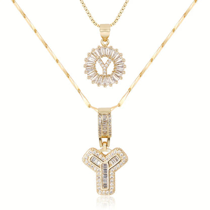 2-delige 14k Diamant Initiaal Kettingenset