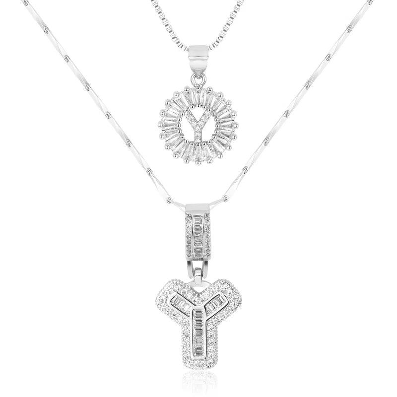 2-delige 14k Diamant Initiaal Kettingenset