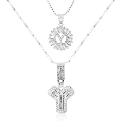 2-delige 14k Diamant Initiaal Kettingenset