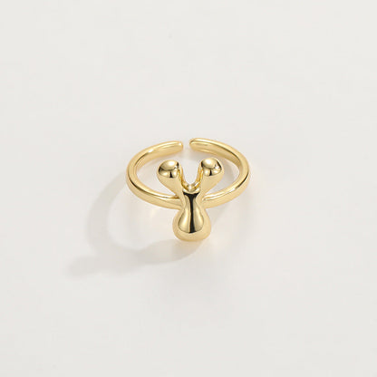 14k Schattige Bubble Letter Initiaal Ring