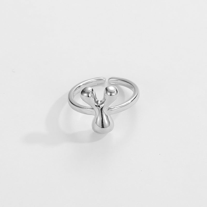 14k Schattige Bubble Letter Initiaal Ring