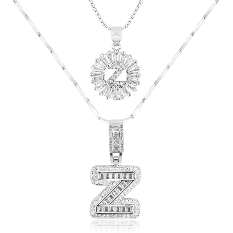 2-delige 14k Diamant Initiaal Kettingenset