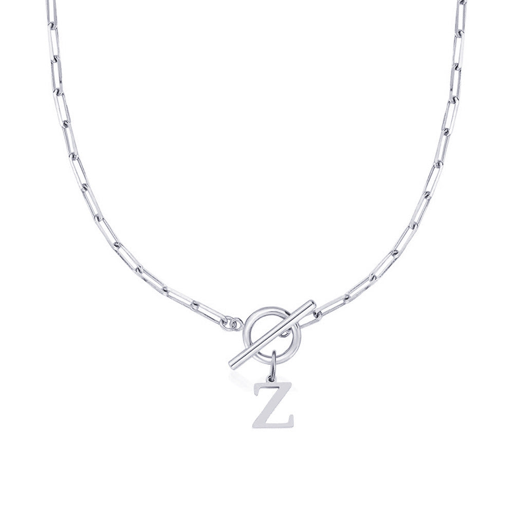 Paperclip Initiaal Ketting met Cirkel Slot