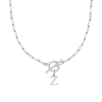 Paperclip Initiaal Ketting met Cirkel Slot