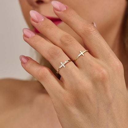 2-delige Elegante & Diamant-Accenten Kruisringen