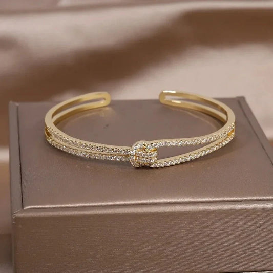 Diamanten Knoop Cuff Armband