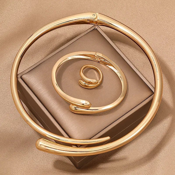 Moderne Wrap Choker Ketting-, Armband- en Ringenset