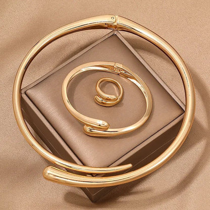 Moderne Wrap Choker Ketting-, Armband- en Ringenset
