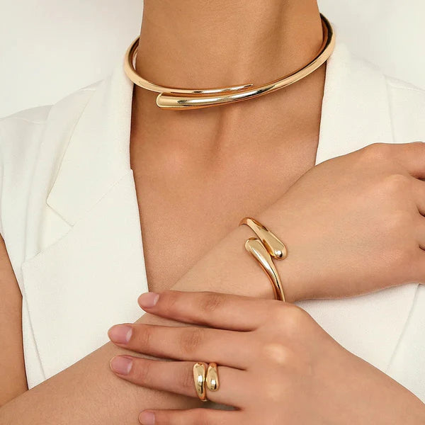 Moderne Wrap Choker Ketting-, Armband- en Ringenset