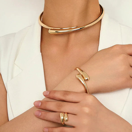 Moderne Wrap Choker Ketting-, Armband- en Ringenset