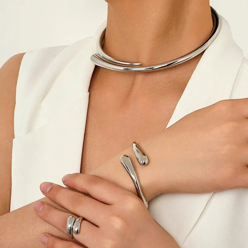Moderne Wrap Choker Ketting-, Armband- en Ringenset