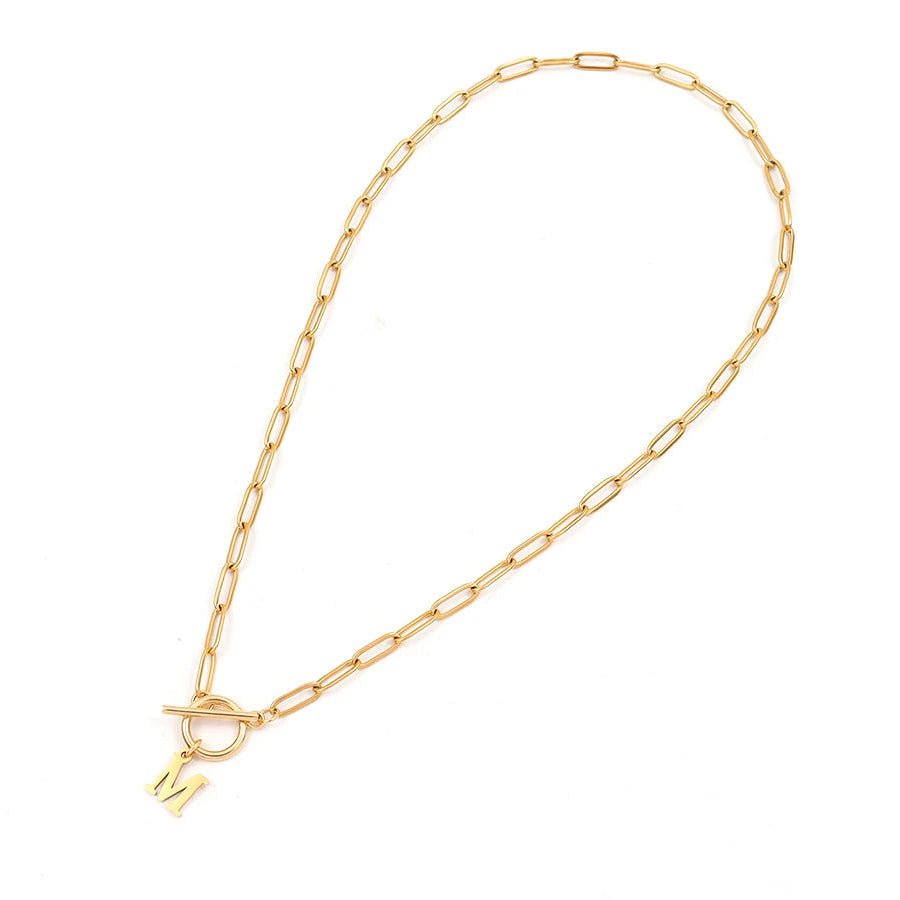 Paperclip Initiaal Ketting met Cirkel Slot